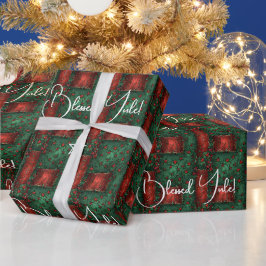 Erstelle Dein eigenes Rot Grün Yule-Band-Gewebe Geschenkpapier