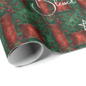 Erstelle Dein eigenes Rot Grün Yule-Band-Gewebe Geschenkpapier (Rolleneckpunkt)