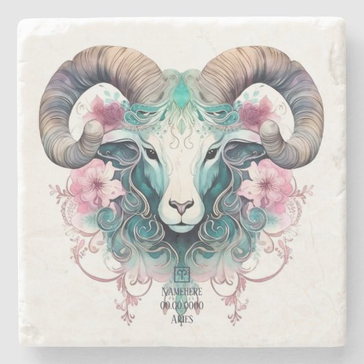 Erstelle Dein eigenes schönes Aries-Sternzeichen Steinuntersetzer (Vorderseite)