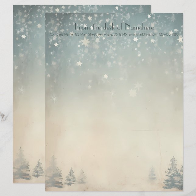 Erstelle Dein eigenes silbriges himmlisches Winter Briefbogen (Vorne/Hinten)