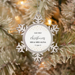 Erstelle Dein Eigenes Unser Erstes Weihnachten Ver Schneeflocken Zinn-Ornament