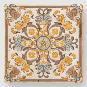 Erstelle Dein eigenes Vintage Gold Grau Braun Flor Steinuntersetzer