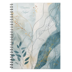 Erstelle Dein eigenes wellenförmiges blau-gold flo Notizblock