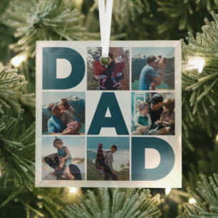 Erstelle Deine eigene 8-Foto-Collage Papa Ornament Aus Glas