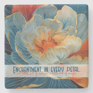 Erstelle deine eigene abstrakte Teal-Sonnenblume Steinuntersetzer