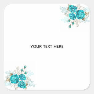 Erstelle deine eigene blaue Rose elegant Quadratischer Aufkleber