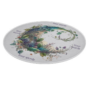 Erstelle deine eigene Boho-Wildblumen-Efeu-Mond Schneidebrett