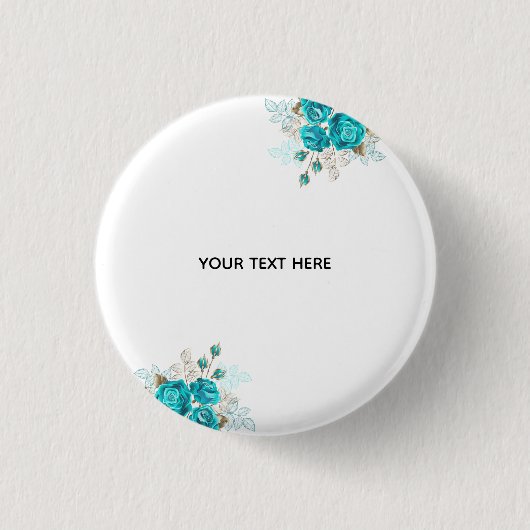 Erstelle deine eigene elegante blaue Rose Button (Vorderseite)