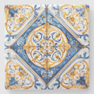 Erstelle deine eigene falsche blaue Gold-Talavera Steinuntersetzer