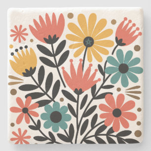 Erstelle deine eigene farbenfrohe retro-whimsische steinuntersetzer