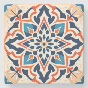 Erstelle deine eigene Faux Talavera Blau Orange Go Steinuntersetzer