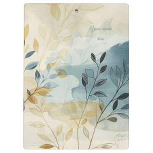 Erstelle deine eigene goldene blaue blättrige Flor Klemmbrett