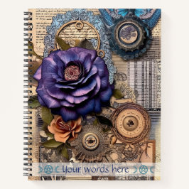 Erstelle Deine eigene lila Rosen-Blumen Shabby Chi Notizblock