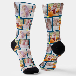 Erstelle deine eigene lustige 5-Foto-Collage-Crew Socken