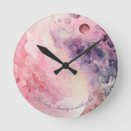 Erstelle deine eigene Mondliebesmagie Rosa Mond Runde Wanduhr