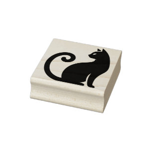 Erstelle deine eigene mystische schwarze Katze Gummistempel