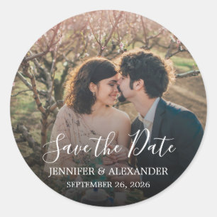Erstelle deine eigene Save the Date Foto-Hochzeit Runder Aufkleber