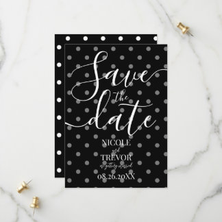 Erstelle deine eigene Schwarz-Weiß-Polka-Punkte-Ho Save The Date