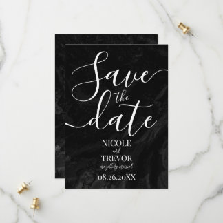 Erstelle deine eigene schwarze Marmor-Hochzeit Save The Date