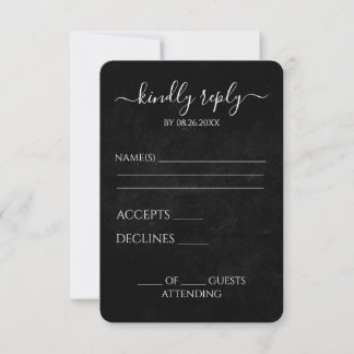 Erstelle deine eigene schwarze Textur-Hochzeit RSVP Karte