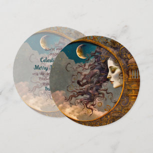 Erstelle deine eigene steampunk Lady of the Moon Einladung