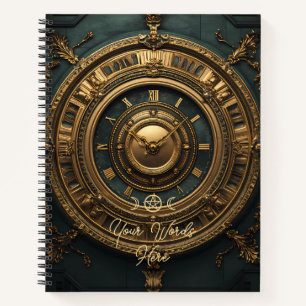 Erstelle Deine eigene Teal-Gold-Uhr Steampunk Notizblock