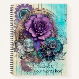 Erstelle deine eigene Teal-Lila-Floral-Shabby Notizblock