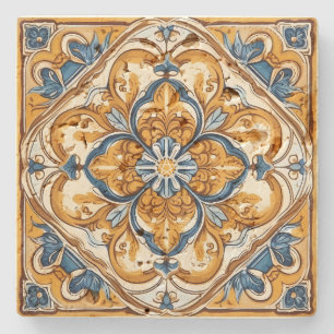 Erstelle deine eigene vintage gold-blaue ornamenta steinuntersetzer