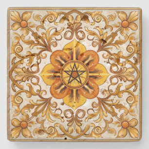 Erstelle deine eigene vintage goldene orange gelbe steinuntersetzer