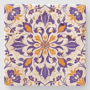 Erstelle deine eigene vintage goldene violette Blü Steinuntersetzer