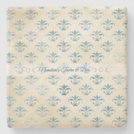 Erstelle deine eigene Vintageblaue Fleur de Lis Steinuntersetzer