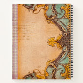 Erstelle deine eigene violette Gingham-Gold-Scroll Notizblock (Rückseite)