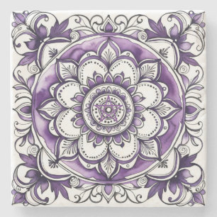 Erstelle deine eigene violette Talavera-Mandala-Bl Steinuntersetzer