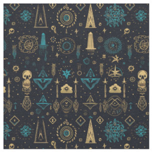 Erstelle deine eigenen Blau und Gold Magie Symbole Stoff