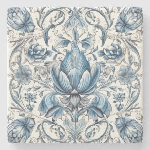 Erstelle deine eigenen blauen Chinoiserie-Blumen F Steinuntersetzer
