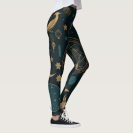 Erstelle Deine eigenen blauen Gold Mond Symbole Sc Leggings