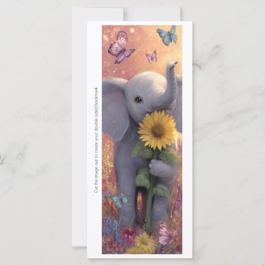 Erstelle deine eigenen Blumen & Elefant-Lesezeiche (Vorderseite)