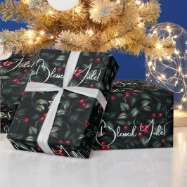 Erstelle deine eigenen dunkelgrünen roten Yule-Bee Geschenkpapier