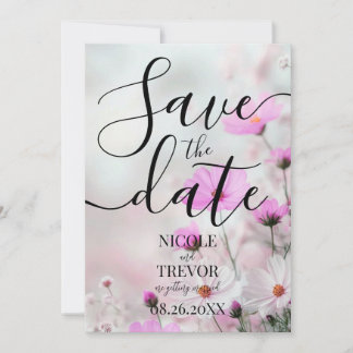 Erstelle deine eigenen einfachen rosa Blumen Hochz Save The Date