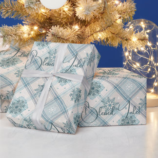 Erstelle deine eigenen eisblauen karierten Schneef Geschenkpapier