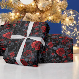 Erstelle deine eigenen gotischen Raben rote Rosen Geschenkpapier