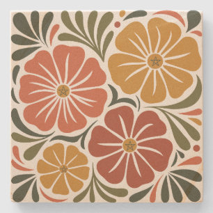Erstelle Deine eigenen groovy retro Wildblumen Blu Steinuntersetzer
