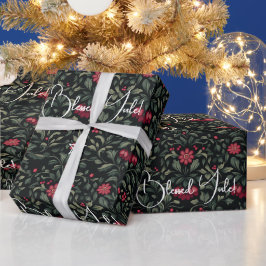 Erstelle deine eigenen grünen roten Yulet Nachtblü Geschenkpapier