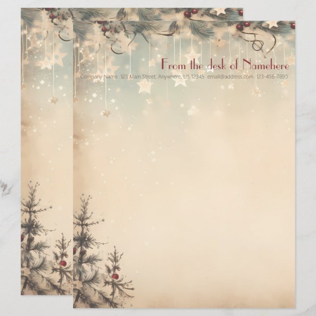 Erstelle deine eigenen himmlischen Winter-Yule-Bäu Briefbogen (Vorne/Hinten)