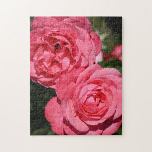Erstelle deine eigenen hübschen rosa Rosen Blumen Puzzle
