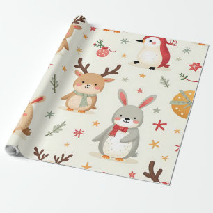 Erstelle deine eigenen Kawaii-Winter-Freund-Tiere Geschenkpapier