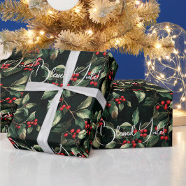 Erstelle deine eigenen leuchtend grünen roten Yule Geschenkpapier