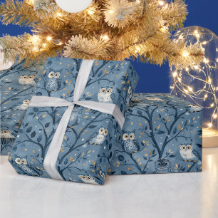 Erstelle deine eigenen niedlichen Wintereulen Geschenkpapier