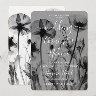 Erstelle deine eigenen Röntgenblumen B&W-Hochzeit Einladung