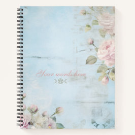 Erstelle deine eigenen rosa Rosenblüten Blau Notizblock